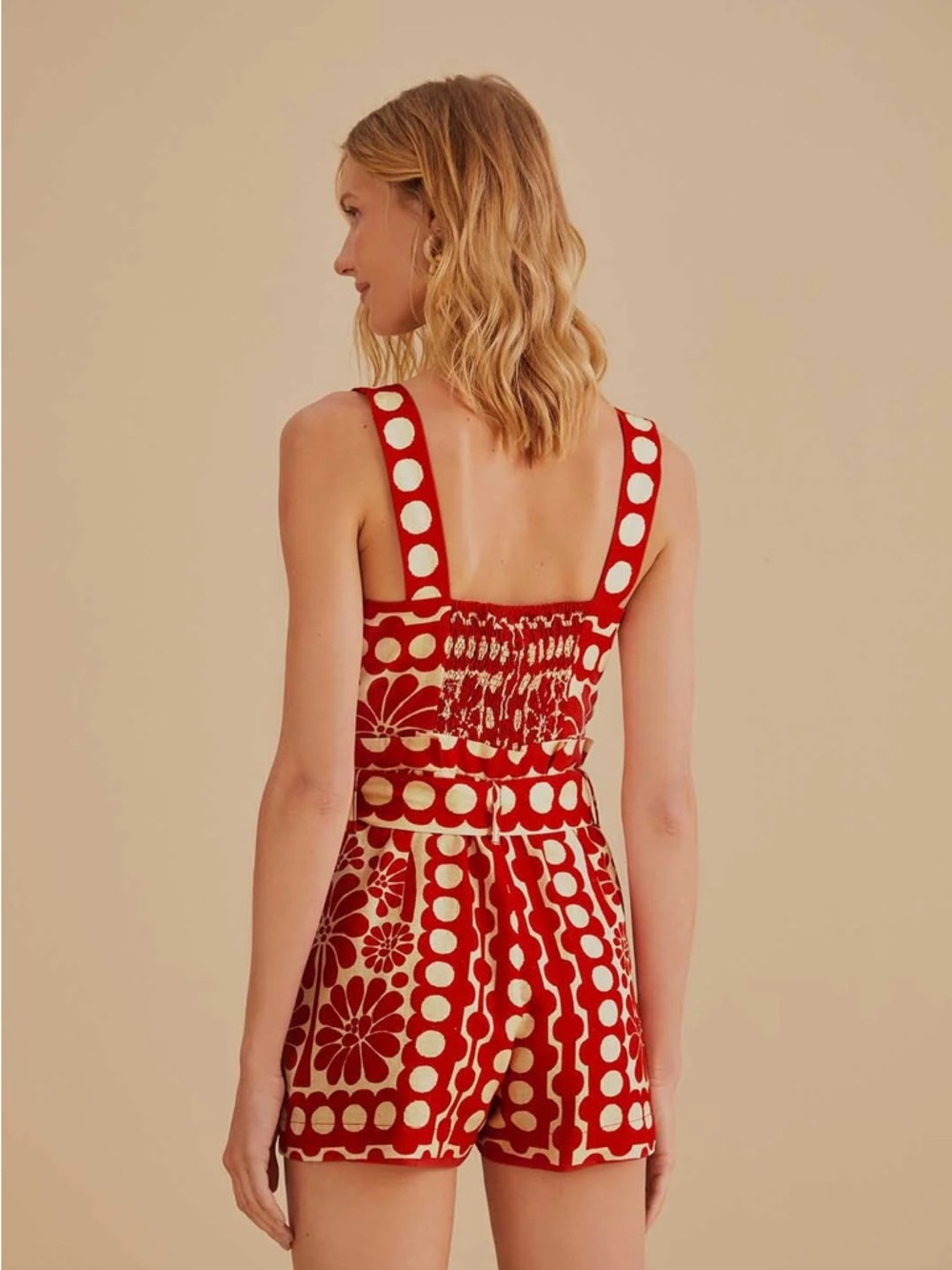 Farm Rio Palermo Red Sleeveless Romper - Picture 3 of 9